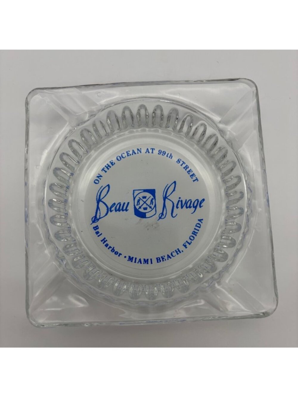 Vintage Beau Rivage Resort Motel Miami Beach FL Glass Ashtray Bal Harbour 4 Inch
